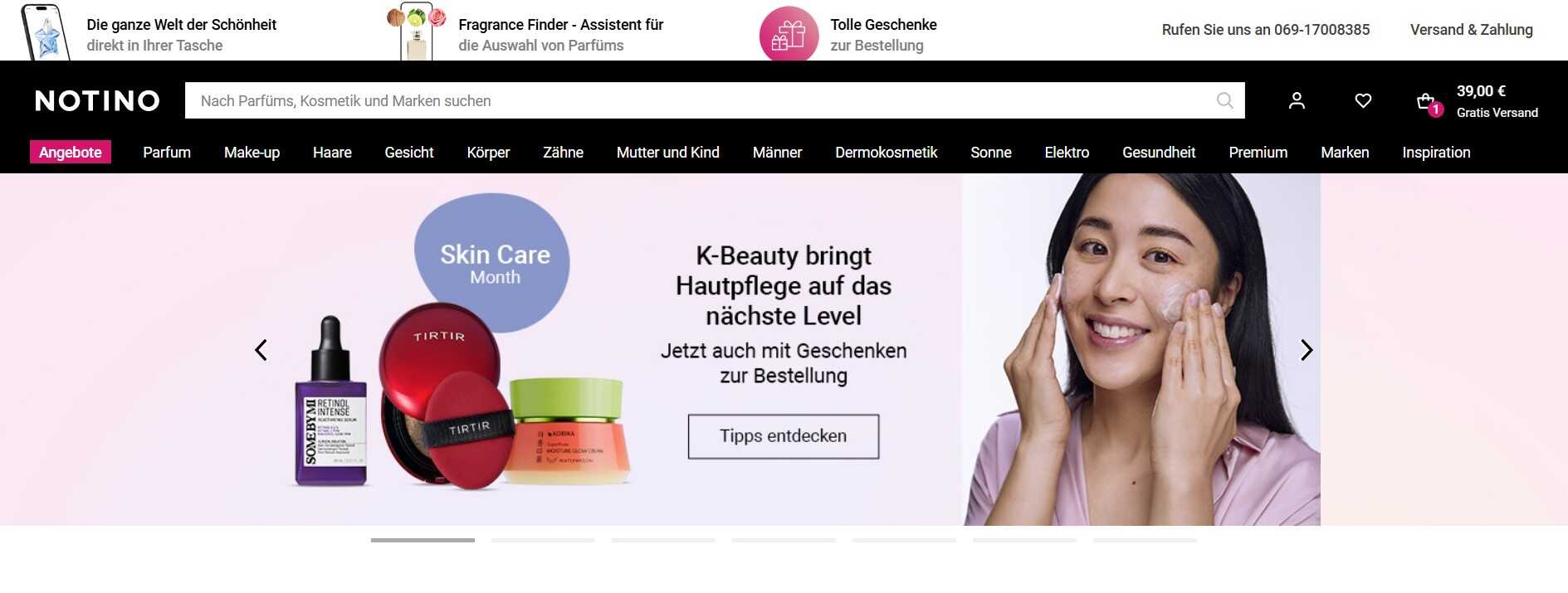 Notino - Webeite mit K-Beauty-Aktion