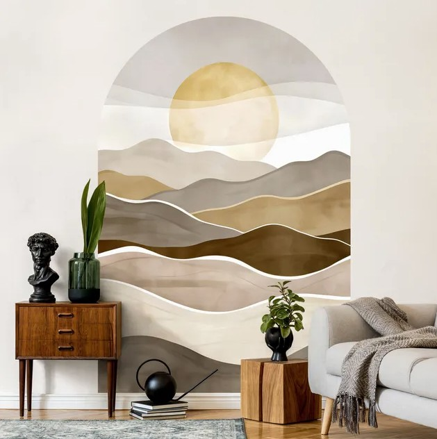 Bilderwelten - Fototapete mit niminalistischer Boho-Landschaft