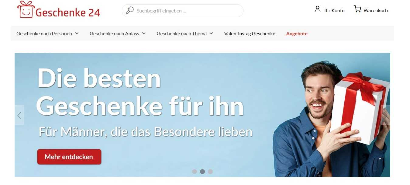 Banner mit Geschenken für ihn