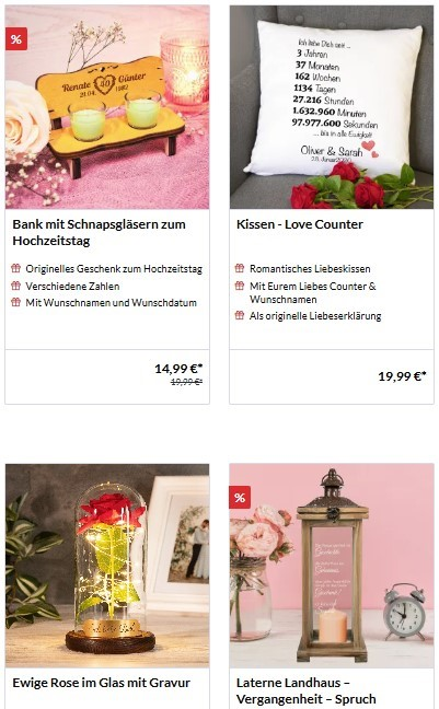 Geschenke zum Hochzeitstag