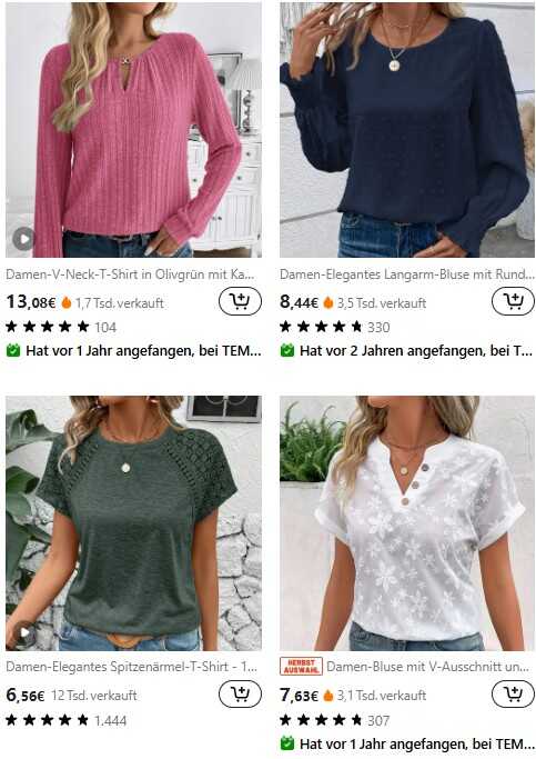 Günstige Damenblusen und T-Shirts